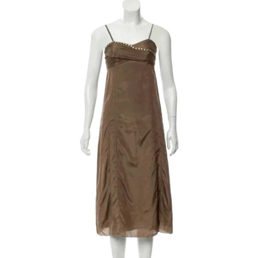 stella & jamie silk embellished slip dress Large NWOT